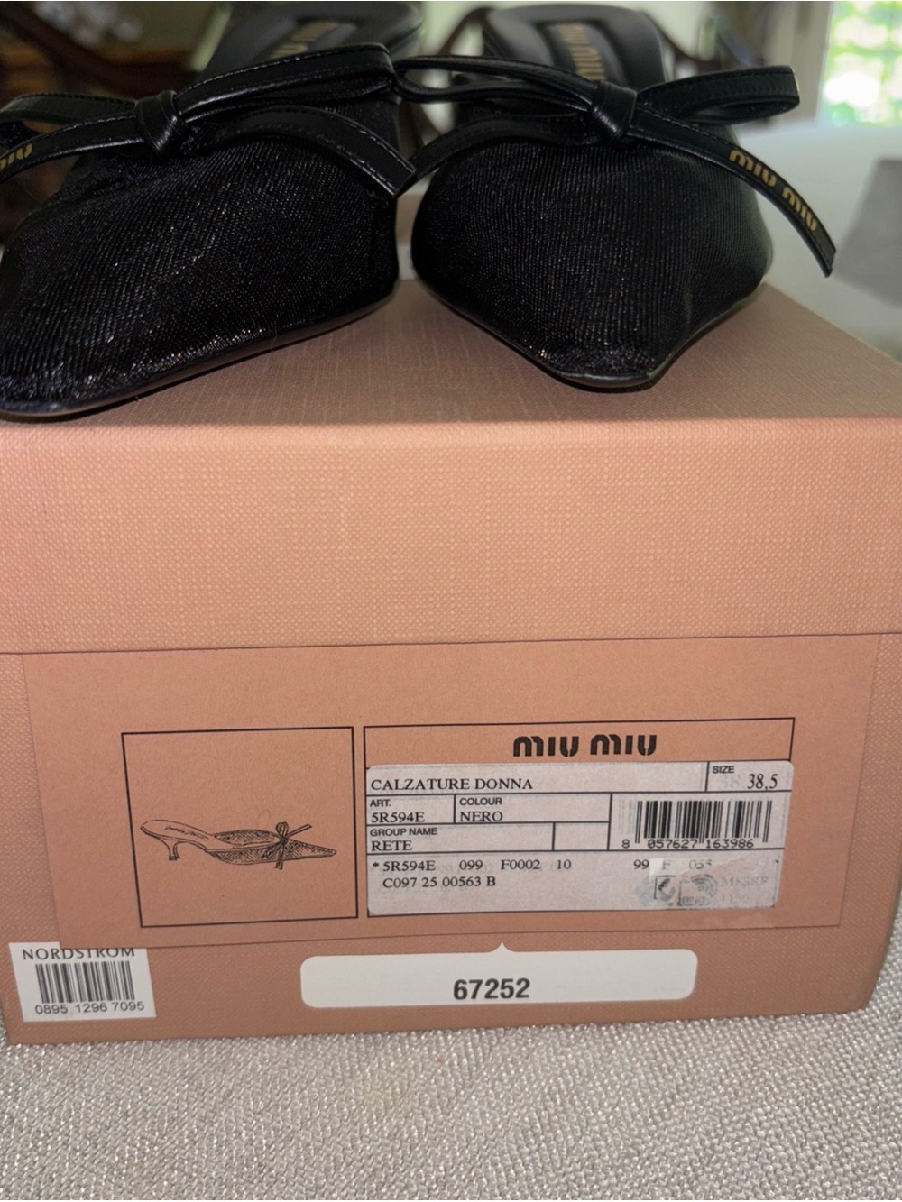 Authentic Miu Miu Black Leather Bow Mesh Fabric 55mm Kitten Heel Mule 8.5US 38EU - Picture 11 of 12